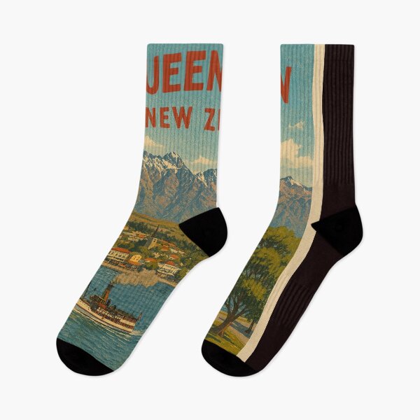 Item preview, Greetings from Queenstown New Zealand – Vintage Lakeside Steamship Scene designed and sold by Places On Earth.