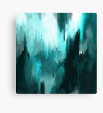 Ocean Water - an Aqua Blue Abstract painting with White Canvas Print