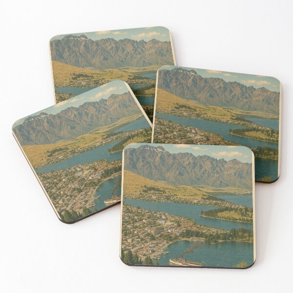 Item preview, Queenstown New Zealand Panorama – Aerial Vintage Travel  designed and sold by Places On Earth.