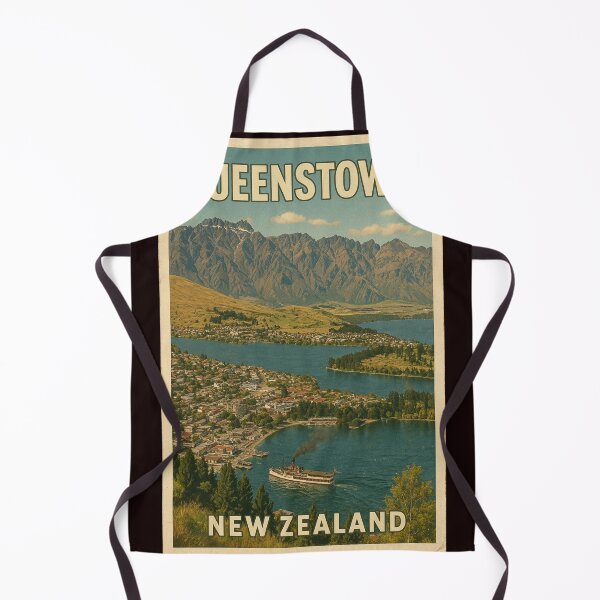 Item preview, Queenstown New Zealand Panorama – Aerial Vintage Travel  designed and sold by Places On Earth.
