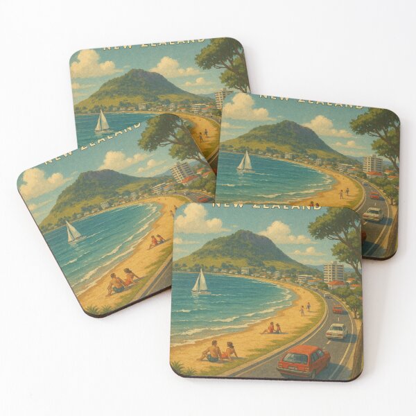 Item preview, Tauranga Beach Road Scene – Retro New Zealand Coastal Drive designed and sold by Places On Earth.