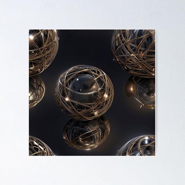 Item preview, Abstract Spheres With Metallic Structures and Reflections designed and sold by CoolPixels.