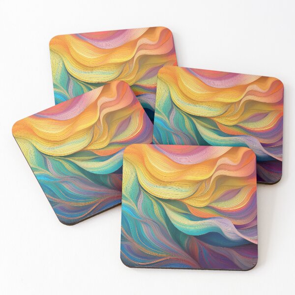 Item preview, Organic Rainbow coloured ribbons, colourful, minimalist abstract wave pattern, organic waves, modern decor, movement  designed and sold by navitalidesign.