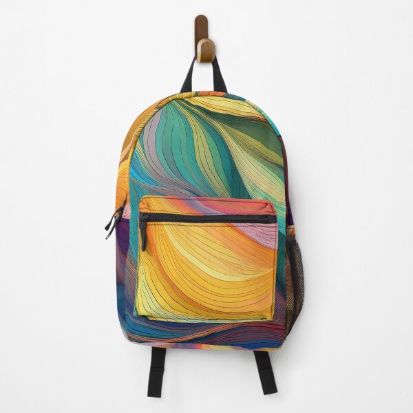 Item preview, Organic Rainbow coloured ribbons, colourful, minimalist abstract wave pattern, organic waves, modern decor, movement designed and sold by navitalidesign.