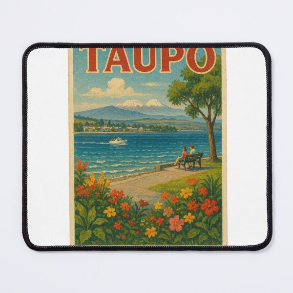 Item preview, Taupo Lakeside View – Vintage Bench & Flowers  designed and sold by Places On Earth.