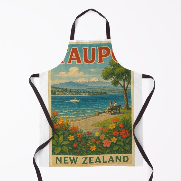 Item preview, Taupo Lakeside View – Vintage Bench & Flowers designed and sold by Places On Earth.