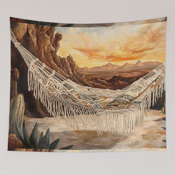 Item preview, Boho Aesthetic Art: Desert Sunset Macrame Hammock designed and sold by bapupa.