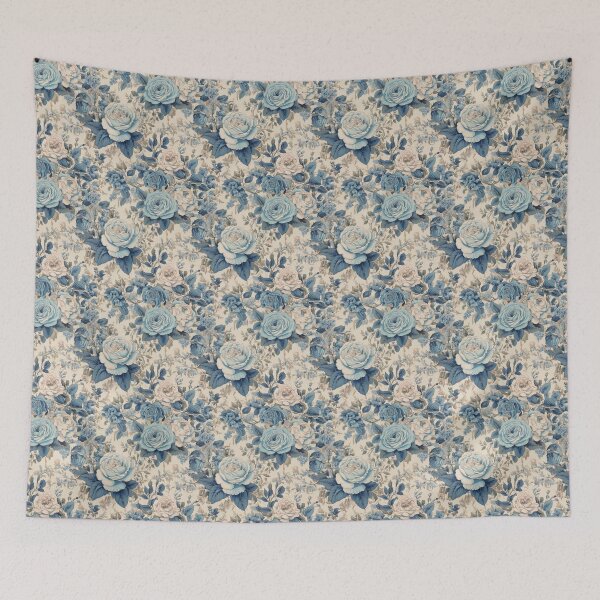 Item preview, Blue Rose floral toile  designed and sold by Designbes.