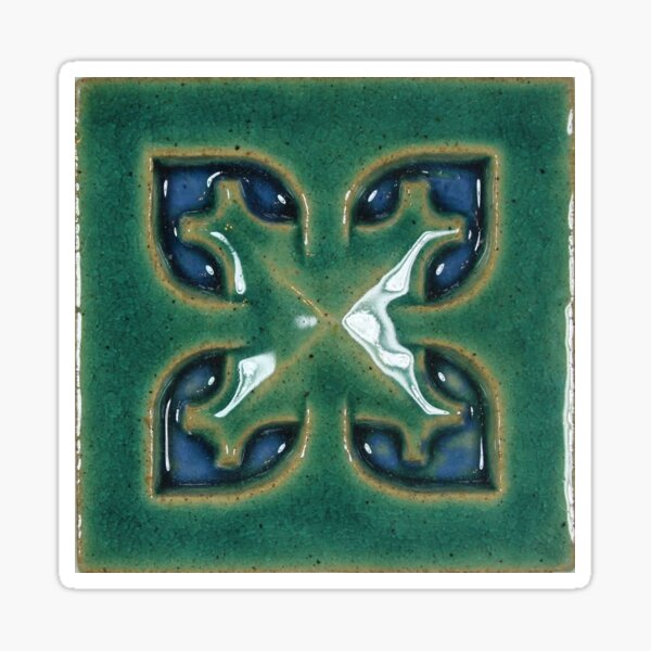 Item preview, Green and Blue Accent Flower TIle designed and sold by Palace  Seven.