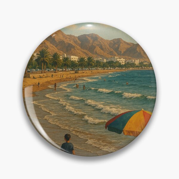 Item preview, Qurum Beach Muscat – Coastal Mountains and Palm Beach designed and sold by Places On Earth.