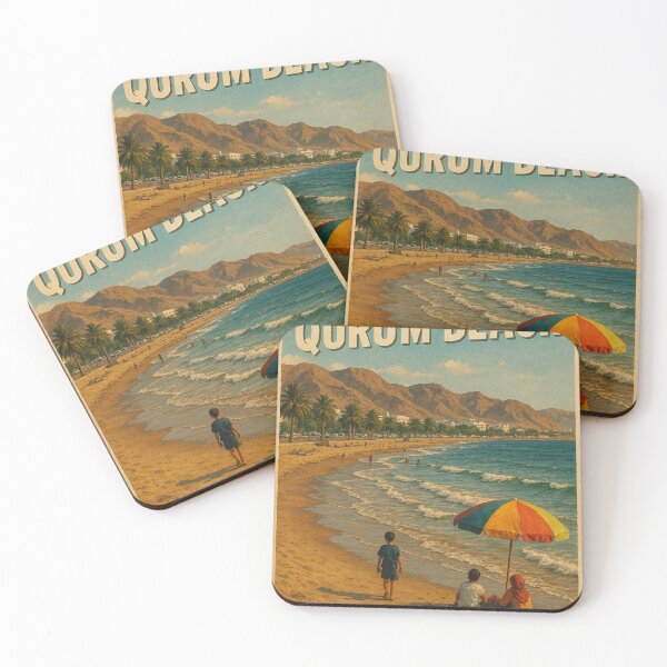Item preview, Qurum Beach Muscat – Coastal Mountains and Palm Beach designed and sold by Places On Earth.