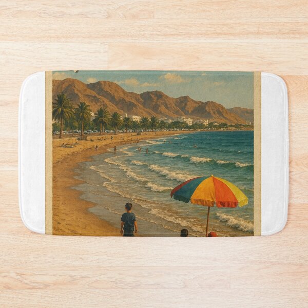 Item preview, Qurum Beach Muscat – Coastal Mountains and Palm Beach designed and sold by Places On Earth.
