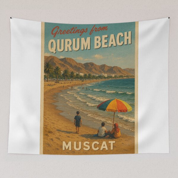 Item preview, Qurum Beach Muscat – Coastal Mountains and Palm Beach designed and sold by Places On Earth.