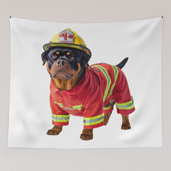 Item preview, Rottweiler Dressed as a Fireman designed and sold by MountAshDesigns.