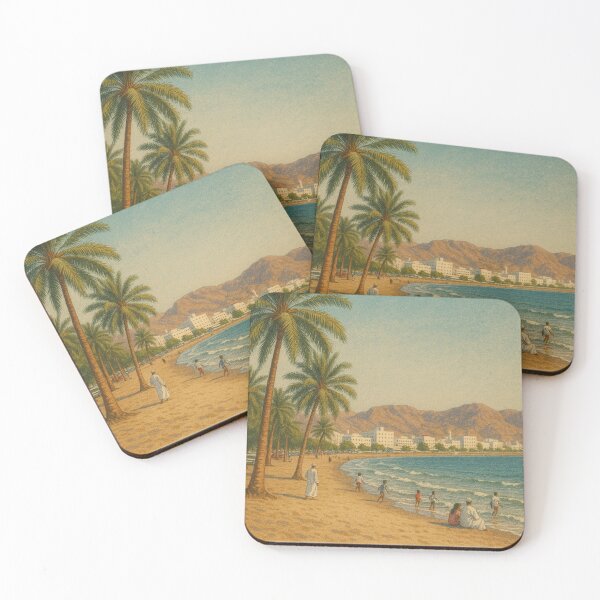 Item preview, Qurum Beach Oman – Palms and Coastal Cityscape in Muscat designed and sold by Places On Earth.