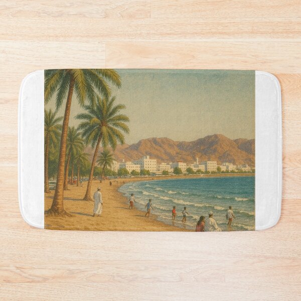 Item preview, Qurum Beach Oman – Palms and Coastal Cityscape in Muscat designed and sold by Places On Earth.