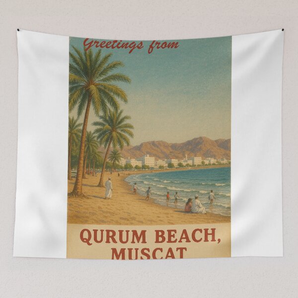 Item preview, Qurum Beach Oman – Palms and Coastal Cityscape in Muscat designed and sold by Places On Earth.