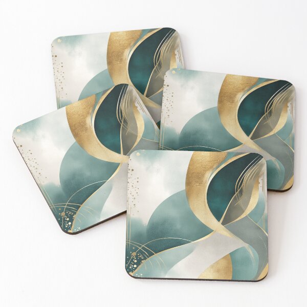 Item preview, Marine Gold – Abstract Coastal Energy in Aqua and Metallic Textures designed and sold by Moisky Patterns.