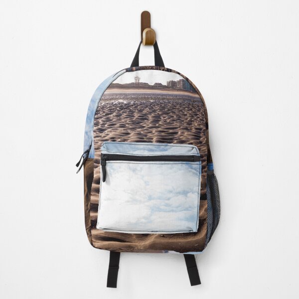 Item preview, Vast Sandy Beach With City Skyline Under Clear Blue Sky designed and sold by FotoMahieu.