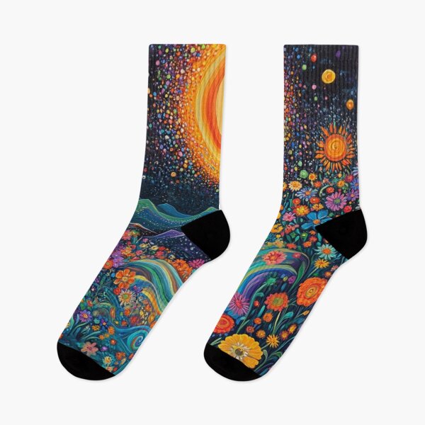 Item preview, Groovy Psychedelic Trippy Hippy Midnight Sun Illustration Art designed and sold by GrinGalore.