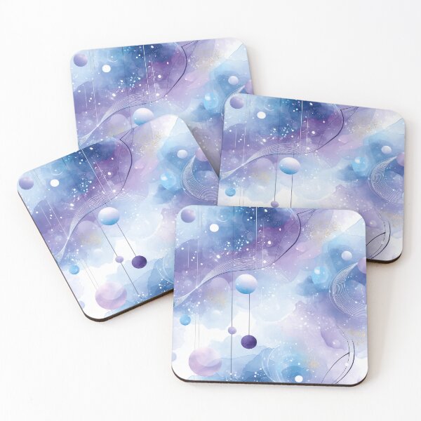 Item preview, Celestial Drift – Watercolor Orbs and Dreamy Sky Geometry in Lavender Blue designed and sold by Moisky Patterns.