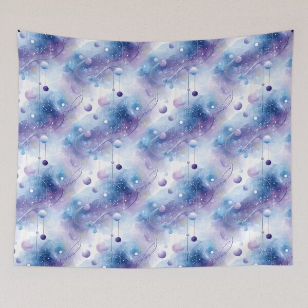 Item preview, Celestial Drift – Watercolor Orbs and Dreamy Sky Geometry in Lavender Blue designed and sold by Moisky Patterns.