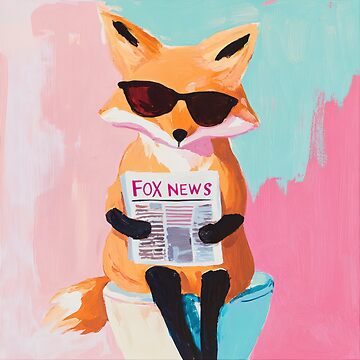Artwork thumbnail, Reading Fox on Toilet – Funny Retro Animal Bathroom Wall Art by UtArt