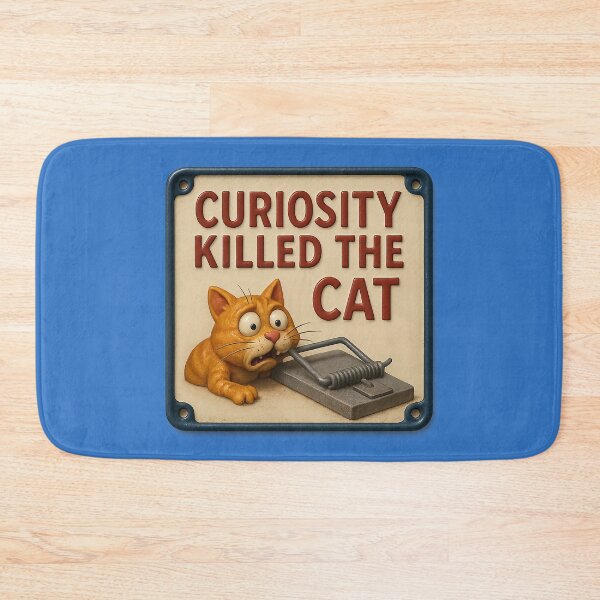 Item preview, “Curiosity put the cat in danger” – Humorous warning designed and sold by Girih.