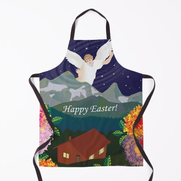 Item preview, Angel Blessing a Home with a Mountain Landscape and Starry Sky – Happy Easter Greeting designed and sold by inspiration3.