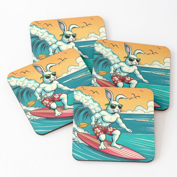 Item preview, Cute white bunny surfing designed and sold by Dogandesighn.