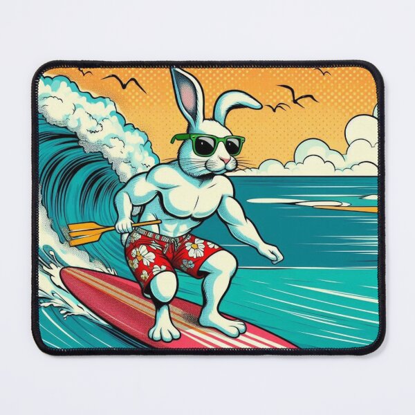 Item preview, Cute white bunny surfing designed and sold by Dogandesighn.