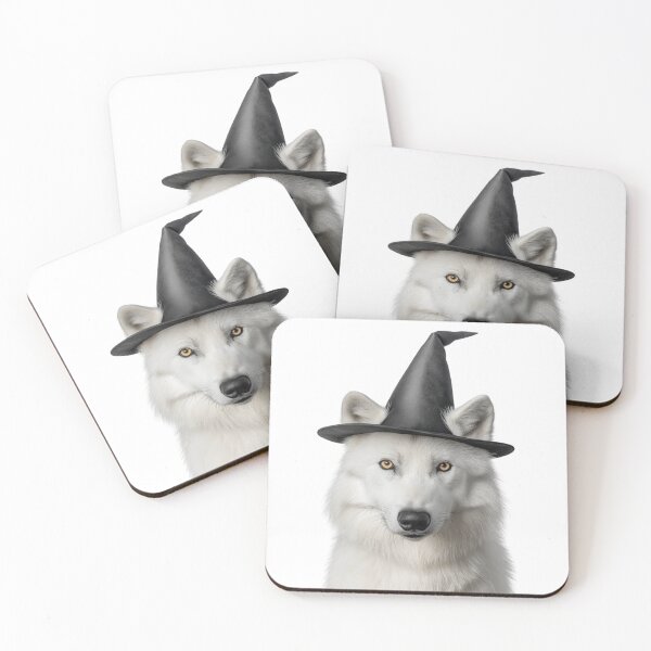 Item preview, Arctic Wolf Wearing Halloween Witch Hat designed and sold by LazyOwlStore.