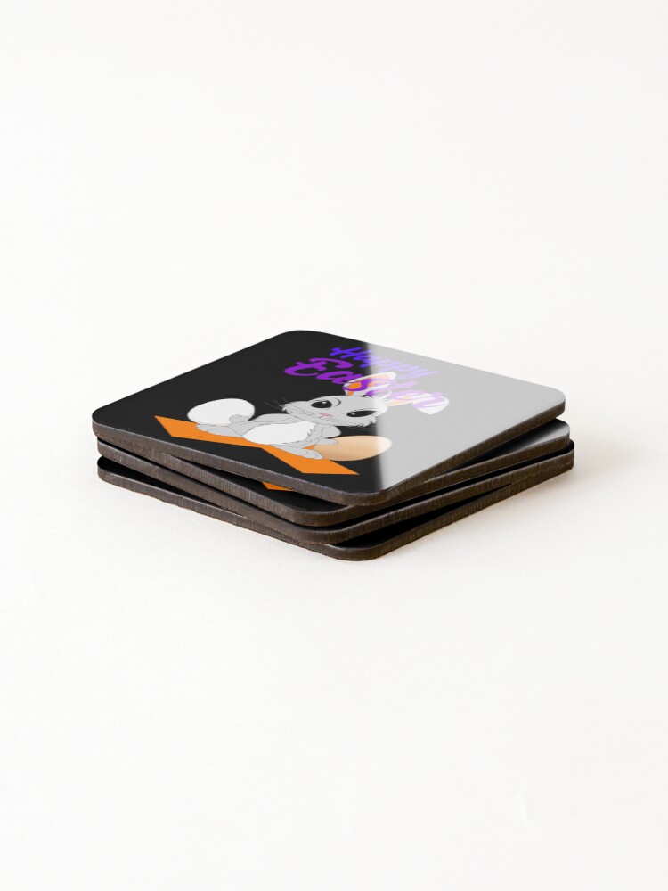 Thumbnail 4 of 5, Coasters (Set of 4), Naughty Easter Rabbit  designed and sold by TheEndDesign.