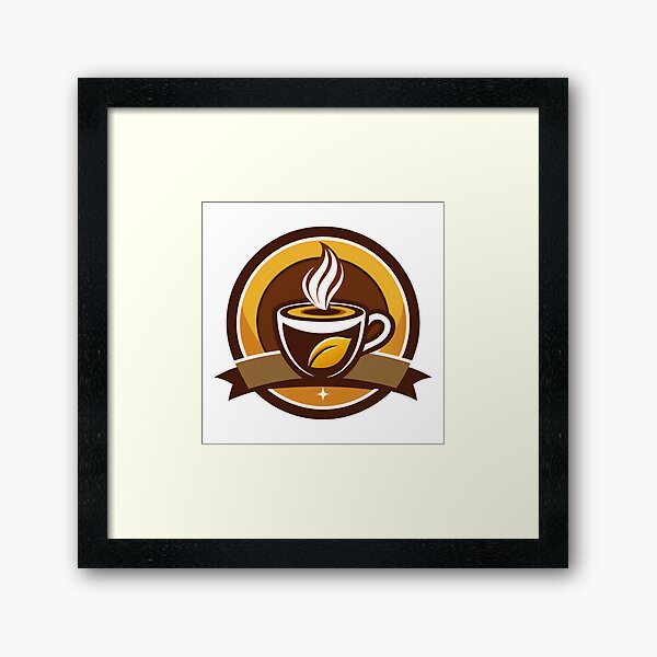 Item preview, Stylized Coffee Cup Logo with Steam and Golden Leaf Design designed and sold by Creative88Art.