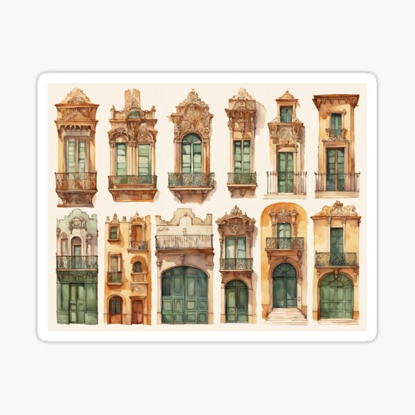 Vista previa del artículo con la obra «Boceto de antiguas puertas y balcones castellanos», diseñado y vendido por ponted.