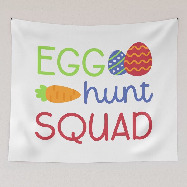 Item preview, Egg Hunt Squad Sticker with Easter Egg, Carrot, and Fun Handwritten Font designed and sold by BubiStudio.