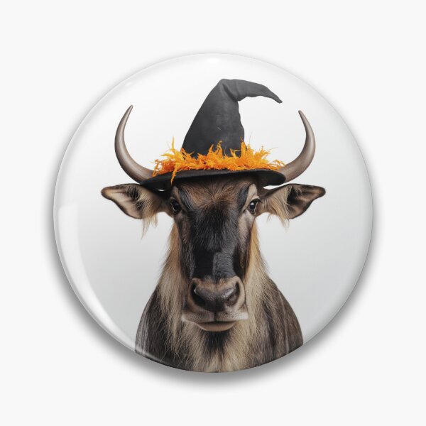 Item preview, Wildebeest Wearing Halloween Witch Hat designed and sold by LazyOwlStore.