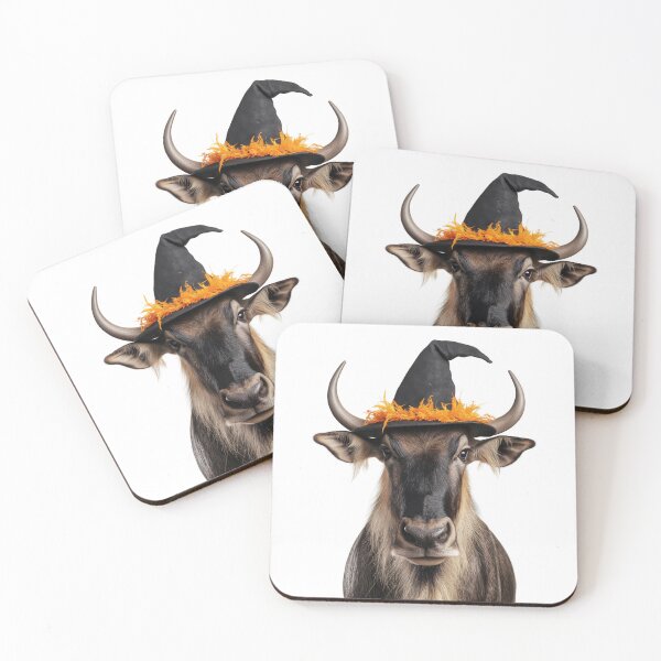 Item preview, Wildebeest Wearing Halloween Witch Hat designed and sold by LazyOwlStore.