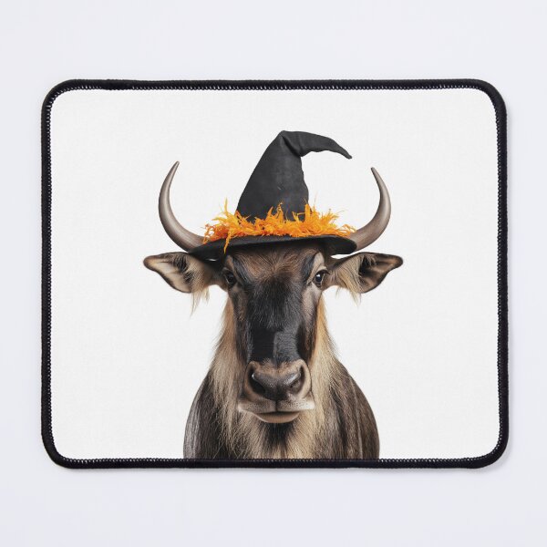 Item preview, Wildebeest Wearing Halloween Witch Hat designed and sold by LazyOwlStore.