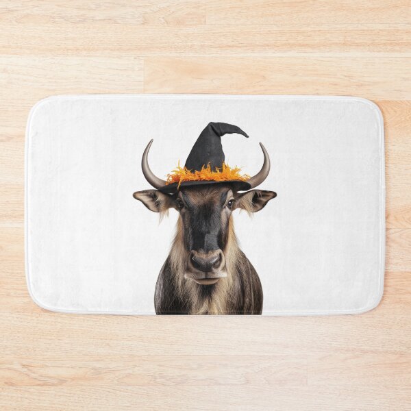 Item preview, Wildebeest Wearing Halloween Witch Hat designed and sold by LazyOwlStore.