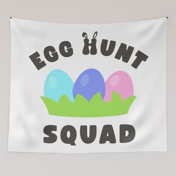 Item preview, Easter Egg Hunt Squad Sticker with Grass, Colorful Eggs, and Bunny Icon designed and sold by BubiStudio.
