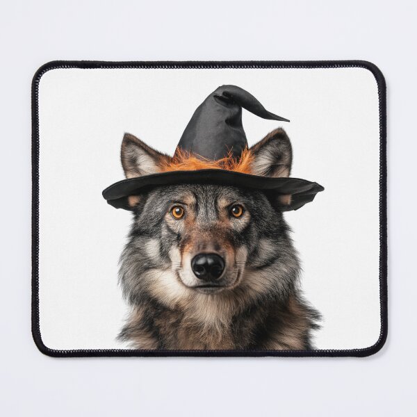 Item preview, Wolf Wearing Halloween Witch Hat designed and sold by LazyOwlStore.