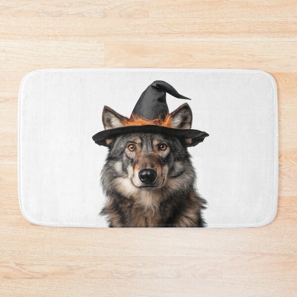Item preview, Wolf Wearing Halloween Witch Hat designed and sold by LazyOwlStore.