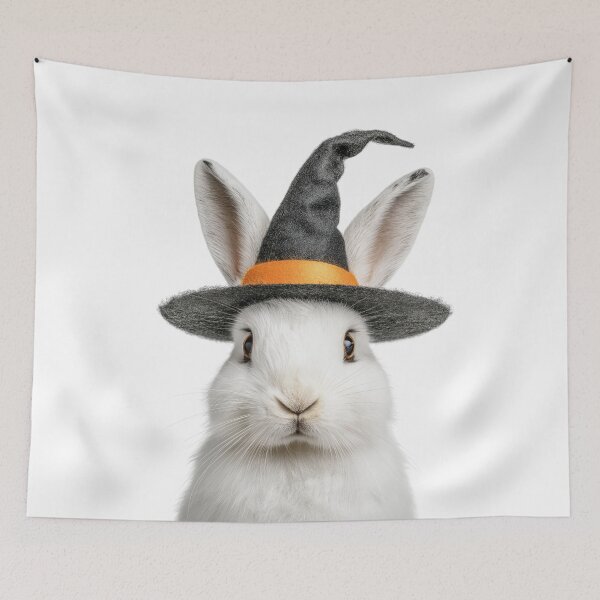 Item preview, Snowshoe Hare Wearing Halloween Witch Hat designed and sold by LazyOwlStore.