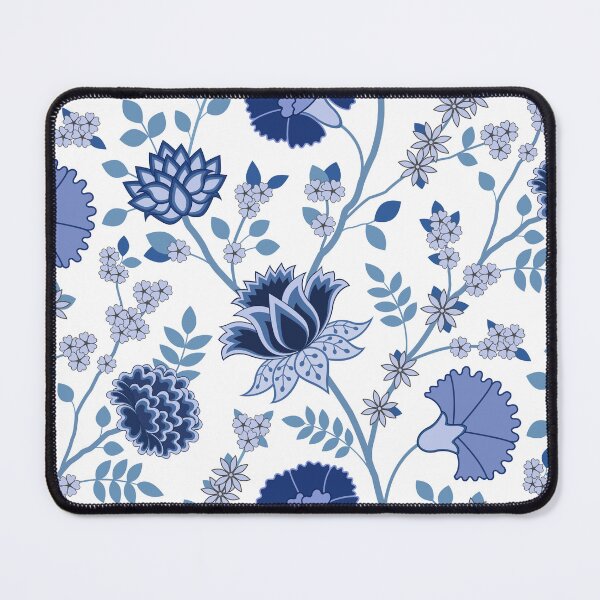 Item preview, Jacobean Floral Pattern Blues on White designed and sold by NataliePaskell.