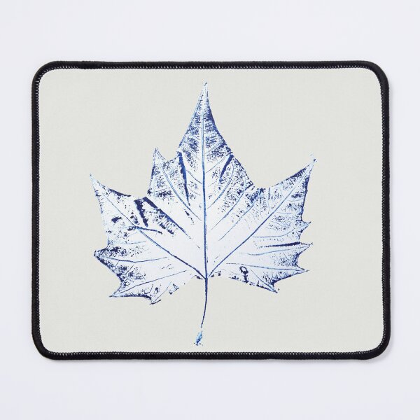 Item preview, hand printed plant print navy blue one maple leaf  2 arts  designed and sold by ColorandColor.