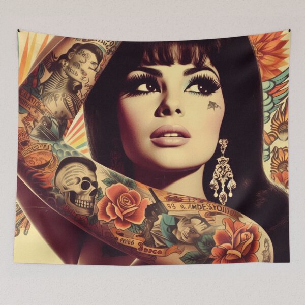 Item preview, Retro Inked Woman designed and sold by PulpVintage.