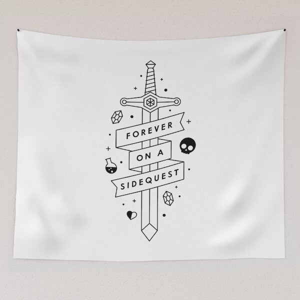 Item preview, Forever on a side quest - Video games line drawing Tattoo designed and sold by thedesigngarden.