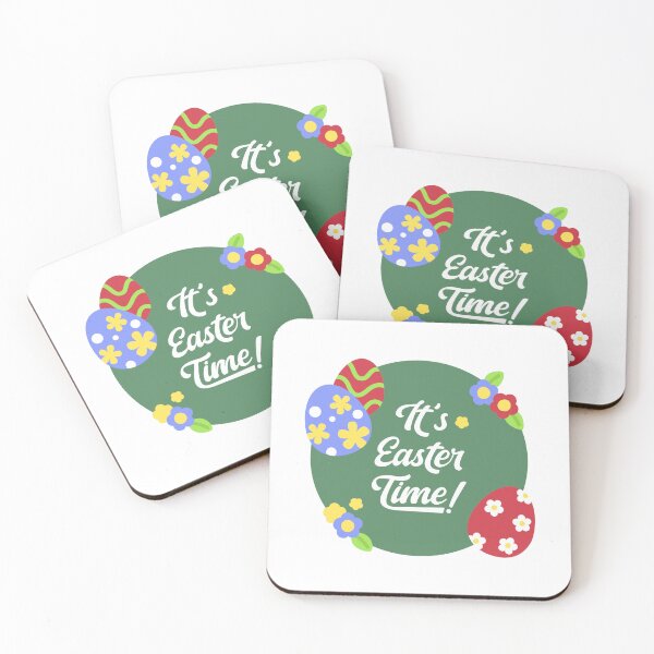Item preview, It’s Easter Time Sticker with Colorful Eggs and Floral Green Background designed and sold by BubiStudio.