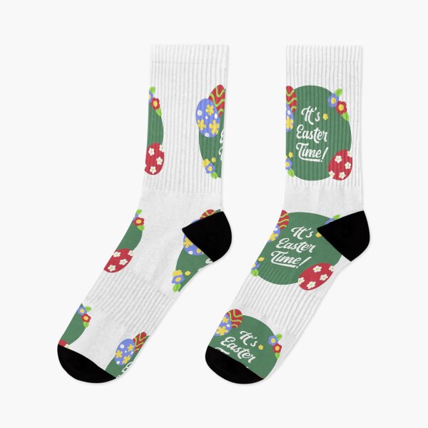 Item preview, It’s Easter Time Sticker with Colorful Eggs and Floral Green Background designed and sold by BubiStudio.